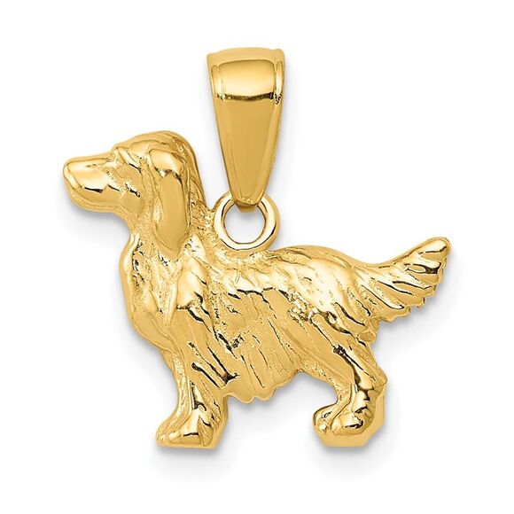 10k Yellow Gold Springer Spaniel Dog Pendant